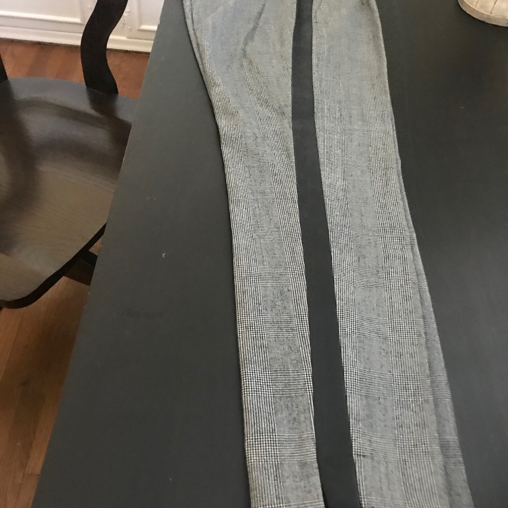 J Crew Cropped black plaid pants with stripe